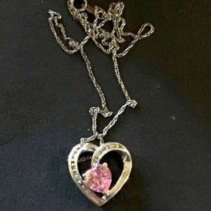 Diamond & Pink Tourmaline Sterling Silver necklace
